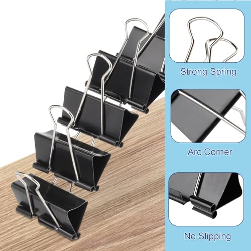 Ufmarine Extra Large Binder Clips 2'' (40 Pcs) - Heavy-Duty Paper Clips for Office