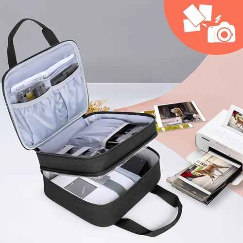 LUXJA Photo Printer Case Compatible with Canon SELPHY CP1500 / CP1300 / CP1200, Photo Printer Bag with Accessory Pockets, Black