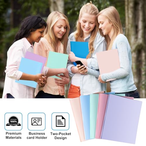 Habgp 5 Pack Pastel Plastic Pocket Folders with Prongs - 11x9.35 Inches, Color-Coded Office & School File Organizer (Variation of 1 set, 5 pcs)