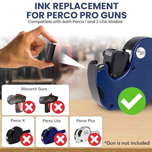 Perco Ink Roll for Perco Pro (1 and 2 Line) Price and Date Guns - Pack of 10 Replacement Inkers - Easy to Load, Premium, Clear & Bold Prints - Made in USA