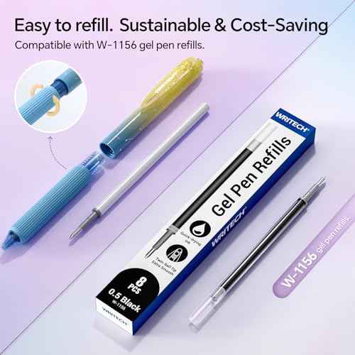 WRITECH Gel Pens Fine Point: Blue Ink 0.7mm Retractable 4ct Smooth Writing with Aesthetic Gradient Color Barrel for Journaling Note Taking Silent Click No Smear Nebula Pen Set