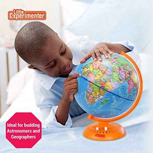 Little Experimenter 3-in-1 Light Up Globe for Kids, 8¡± Illuminated Star Map World Globes & Built-in Night Lamp Projector, Learning & Educational STEM Toys, Gifts for Kids Ages 8 9 10 11+ Years Old