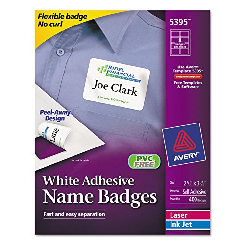 Avery 5395 Name Badges 2-1/3 x 3-3/8 in 400/Box Self-Adhesive