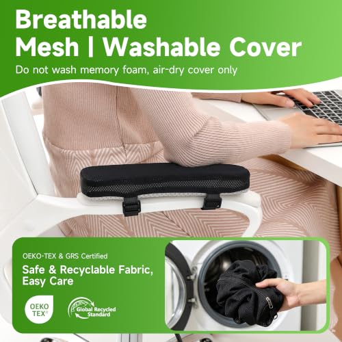 LargeLeaf Cooling Gel Armrest Cushions with Memory Foam – 2-Piece Elbow Pads for Office & Gaming Chairs
