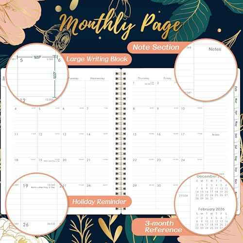 2026 Planner - 2026 Planner Weekly and Monthly, from January 2026 to December 2026, 9'' x 11'' with Holiday Review + Coated Tabs + Back Pocket