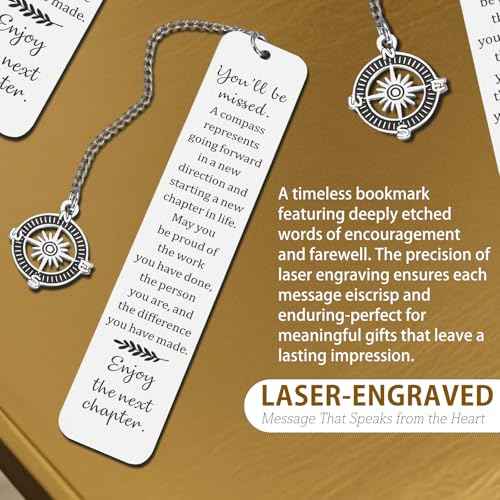 Coworker Leaving Gifts for Women,Farewell Going Away Goodbye Gifts for Coworker Friends Her Nurse Boss Teacher Employee Compass Bookmark You Will Be Missed Retirement Gifts for Women