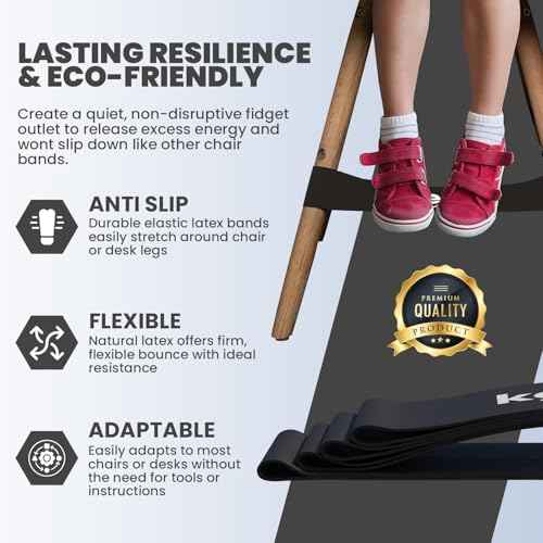 20 Pack Chair Bands, Anti Slip Chair Bands for Kids with Fidgety Feet, ADHD Chair Bands for Classroom, Desk Bands for Student Desks, Sensory Chair Rubber Bands