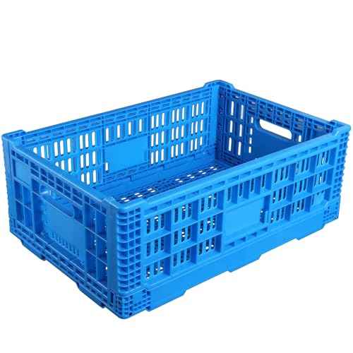 Collapsible Storage Bin Containe£¬52 Liter Transferheavy duty plastic storage box,blue milk crates heavy duty Transit storage of various items (1)