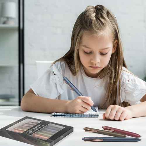 Mr. Pen- Retractable Gel Pens, 6 Pack, Black Ink Gel Pens Fine Point 0.5mm, Metallic Dark Vintage Barrels, Fast Dry