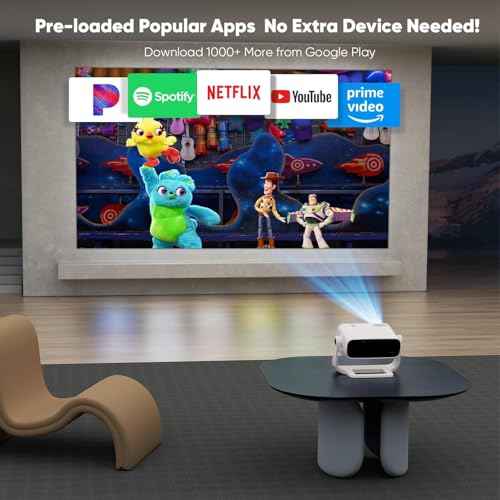 Smart Projector with WiFi 6 and Bluetooth Built-in Apps - 4K Support Portable Bedroom Mini Projector Native 1080P , 2025 New Auto Keystone & Zoom Home Theater Cinema Movie Proyector, 120¡Æ Stand