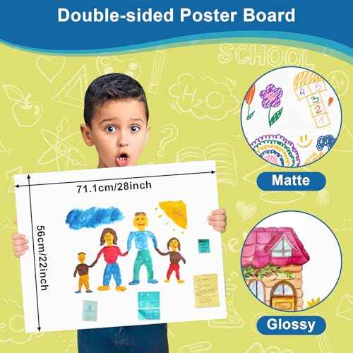 10 Pcs 22" x 28" Poster Board White Poster Paper Bulk, ROOKEA 250 GSM Thickness Vision Boards Smart Poster Board for School Arts Craft Projects Presentations Drawing Scrapbooking Blank Graphic Display