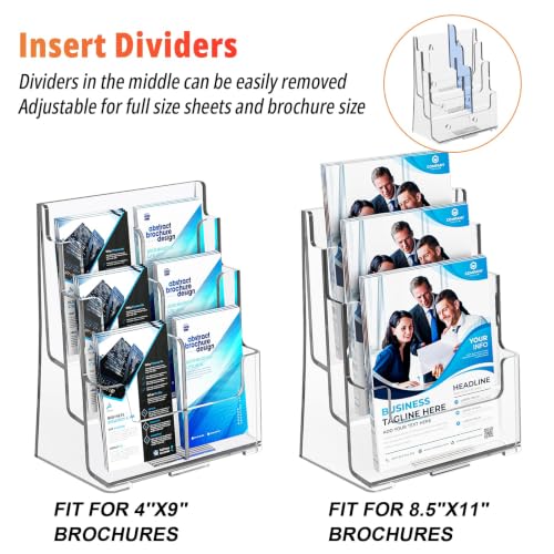 FUCDTEFC 3-Tier Acrylic Brochure Holder 8.5x11 Wall & Counter Display