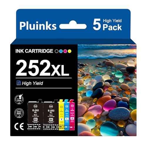 Remanufactured for Epson 252 252XL Ink Cartridges Combo Pack 252xl Ink Cartridges for Epson Workforce WF-7710 WF-7110 WF-7720 WF-3620 WF-3640 High Yield(2 Black, 1 Cyan,1 Magenta£¬1 Yellow)