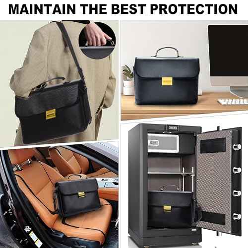 Vailoin Fully Fireproof Messenger Bag for Men, Metal Lock Laptop Briefcase with Adjustable Shoulder Strap, Water Resistant Satchel Shoulder Bag Crossbody for Office Business Travel College, Black