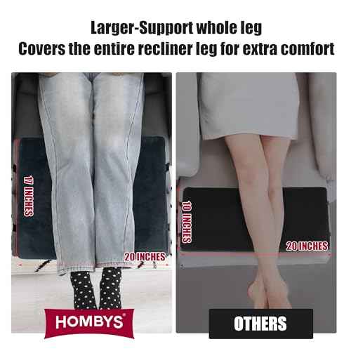 HOMBYS Extra Large Recliner Leg Pillow, Memory Foam Foot Rest Cushion Wave Shape Recliner Footrest Extender, Multi Purpose Back & Lumbar Support Pillow for Recliner, Bed, Sofa Couch,Grey