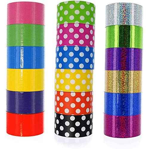 GiftExpress 18 Assorted Colored Duct Tapes,Holographic Polka Dot Duct Tapes - Holiday Multi Purpose Bright Colors Tapes for Do It Yourself Art Home School Office. 2" Roll