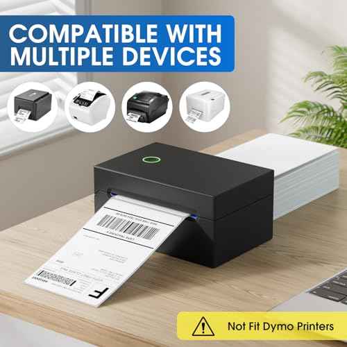 MaxGear 4" x 6" Direct Thermal Labels, 2000 Fanfold Labels, for Shipping & Mailing, Perforated White, Commercial Grade with Permanent Adhesive, Compatible with Most Thermal Printers,4 Stack