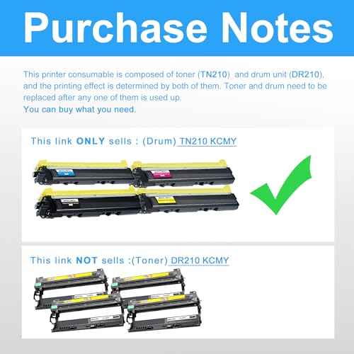 LCL TN210 TN-210 Toner Cartridge Replacement for Brother TN210BK TN210C TN210M TN210Y for MFC-9125CN HL-3045CN HL-3040CN HL-3070CW HL-3075CW MFC-9010CN MFC-9120CW MFC-9320CW MFC-9325CW (KCMY)