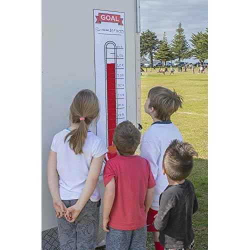 Goal Setting Chart, Fundraising Thermometer, 2 Pack, Dry Erase, Reusable, Magnetic for Easy Use. Plus ¡°50 Ways to Raise $1,000¡± eBook.