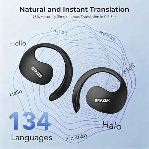 ERAZER X15 PRO Translation Earbuds Real Time Translator Earbuds Wireless Bluetooth 5.4 Open Ear AI Headphones for 135 Languages Translation Ear Buds With Earhooks Support Playing Music Phone Calls