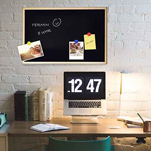 Navaris Double-Sided Chalkboard Whiteboard - 16" x 24" Wall Blackboard Magnetic Dry Erase Message Board - Includes Chalk and Magnets - Wood Frame