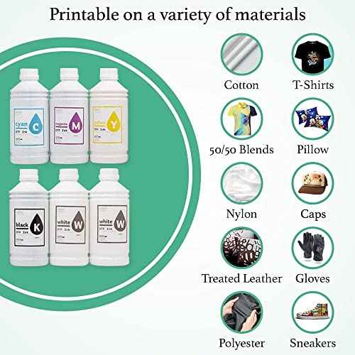 CISinks Premium DTF Ink Bottle Refill Set 1000ML- Direct to Film Heat Transfer Printing, Conversion Kit, Compatible w/DTF Film-White