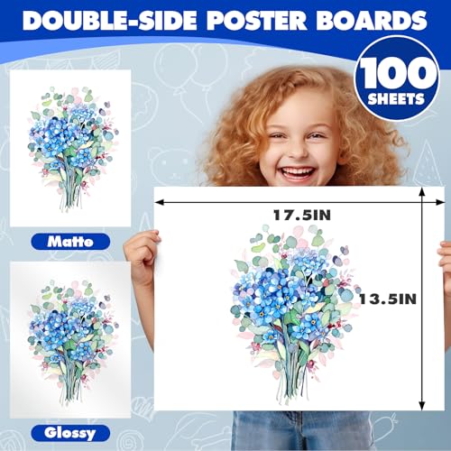 TUXIYA 100 Pack White Poster Boards 13.5x17.5 Inches Heavy-Weight Cardstock