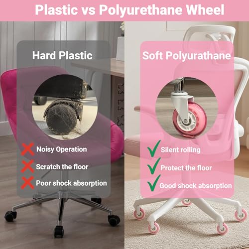 ENYKE Pink/White Caster Wheels Set of 5 3 Inch Heavy-Duty Universal Chairs for Office, Gaming, Desk