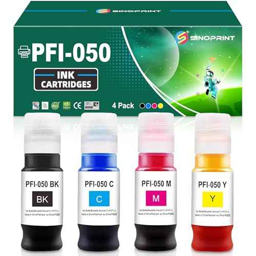 PFI-050 Pigment Ink Tank Set Remanufactured for Canon PFI-050 PFI050 PFI 050 Ink Bottle Compatible with Canon imagePROGRAF TC-20 TC-20M Printer tc20m tc20 Ink Refills 70ml(BK C M Y)