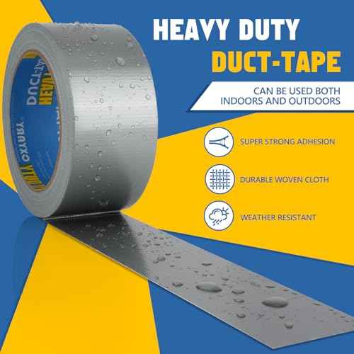 CXYARY 15 Roll Duct Tape Heavy Duty, 2 Inch x 450 Yard, Gray Waterproof Tape Any Weather, No Residue Tape for Strong Repairs, Indoor & Outdoor, Tear by Hand