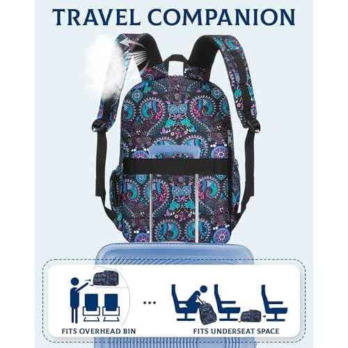 Large Backpack for Women Backpack with Lots of Pockets for Travel Work School Bookbag with Laptop Compartment for High School College Girls Mochilas Morrales para Mujer (Black/Teal, Paisley)