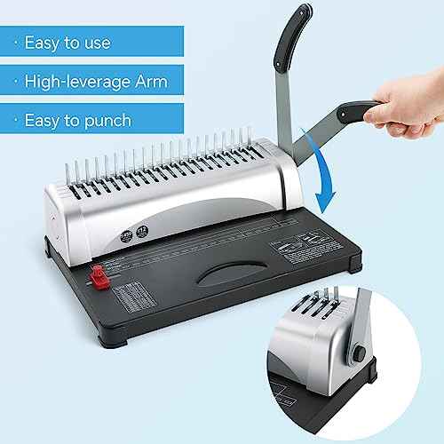 FLK Tech Binding Machine with Starter Combs Set for A4-21 Hole / 450 Sheets Paper Punch Binder