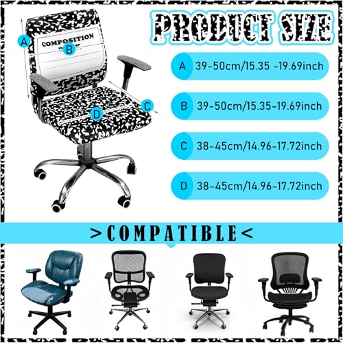 Chumia Composition Notebook Chair Slipcover - fits standard desks 15.35–19.69 in back, 14.96–17.72 in seat (variation: Composition)