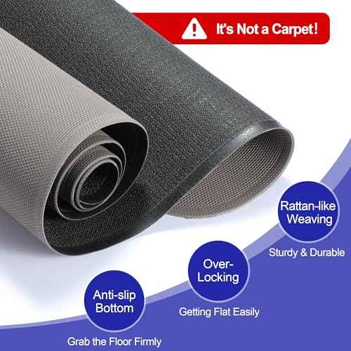 Delamu 36"¡¿48" Office Chair Mat for Hardwood Floor, Heavy Duty Hard Floor Protector for Chairs, Anti-Slip PVC Woven Computer Desk Chair Mat for Home Office, Light Brown