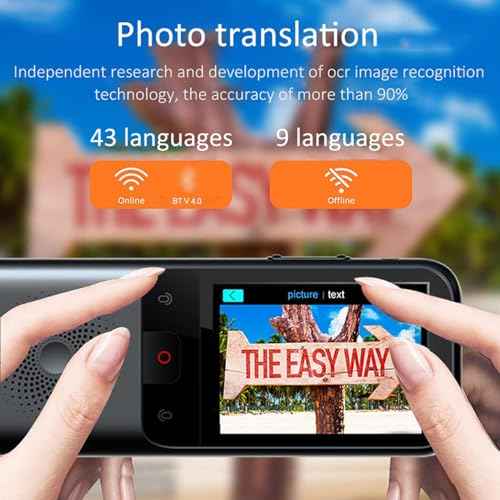 Docooler Portable Language Translator Device, Voice Interpreter with 134 Languages Voice, Translating 10 Offline Translation Recording Photo Translation for Travel Business Study Use