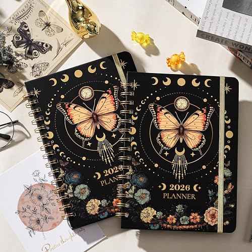 2026 Planner - Planner 2026, Jan 2026 - Dec 2026, 6.4" x 8.5", Weekly and Monthly with Tabs, Back Pocket + Thick Paper - Butterfly