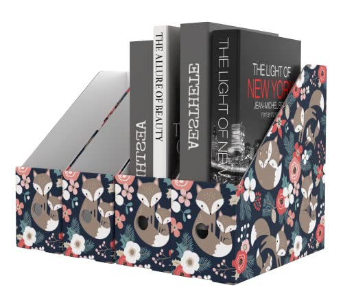 ANSSDO 6 Pack Magazine File Organizer Holder, Black Floral - Corrugated Cardboard