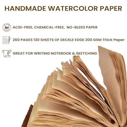 LEATHER VILLAGE Handmade Leather Bound Journal for Women- Fuchsia | 10"X7" | 260 Pages Blank of Vintage Paper Writing, Sketchbook, Notebook