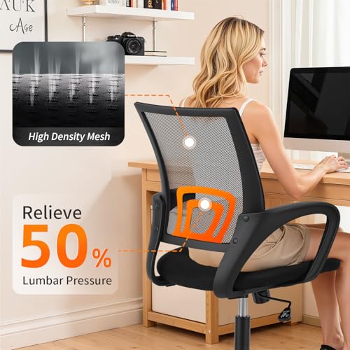 Ergonomic Mesh Office Chair - Adjustable, Supportive Desk Chair for Home & Work, Black
