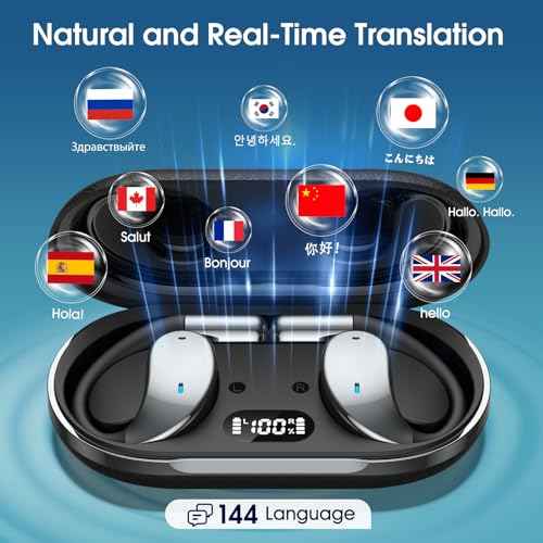 AI Translation Earbuds Real Time, 2025 New 6-in-1 Instant Language Translator Earbuds with Chat-AI, 144 Languages & 11 Offline, Voice & Video Call for Travel Business Learning