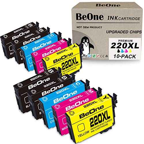 BeOne Remanufactured Ink Cartridges Replacement for Epson 220XL T220 T220XL to Use with Workforce WF-2630 WF-2650 WF-2660 WF-2750 WF-2760 Expression XP-320 XP-420 XP-424 (10-Pack; 4BK, 2C, 2M, 2Y)
