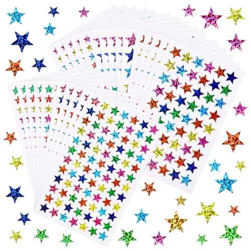 2040 Pcs Star Stickers, 5 Sizes Small Stars for Kids Reward, Sparkly Holographic Stickers, Glitter foil Stickers for Behavior Reward Chart and DIY Decoration