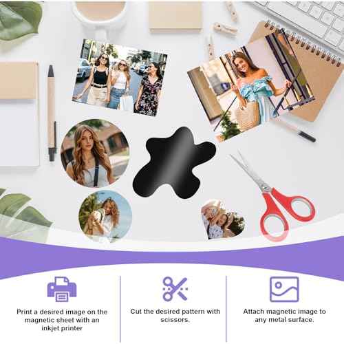 Printable Magnetic Sheets 8.5x11 Inches Matte Magnet Paper Sheet 48 Pcs Non Adhesive Magnetic Paper for Inkjet Printers, Flexible Magnet Photos for DIY Crafts