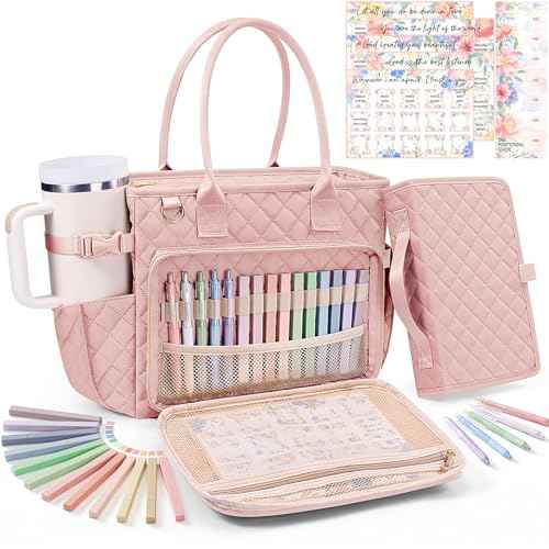 Large Bible Bag with Bible Cover Case for Women, Quilted Church Tote Bag Bible Carrying Case w/Shoulder Strap, Bible Study Supplies Journaling Kit Bible Accessories Christmas Christian Gifts for Women