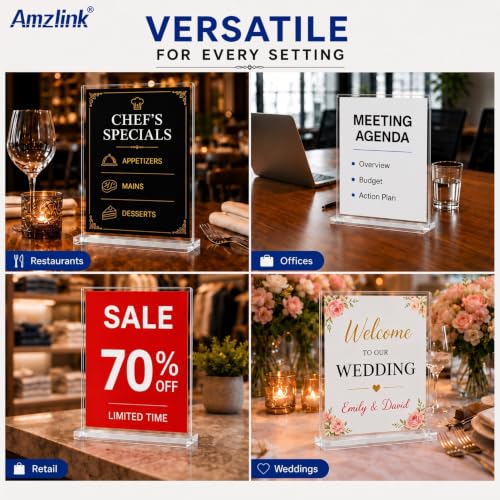 12 Pack Clear Acrylic Sign Holders 8.5x11 Tabletop Display Stands