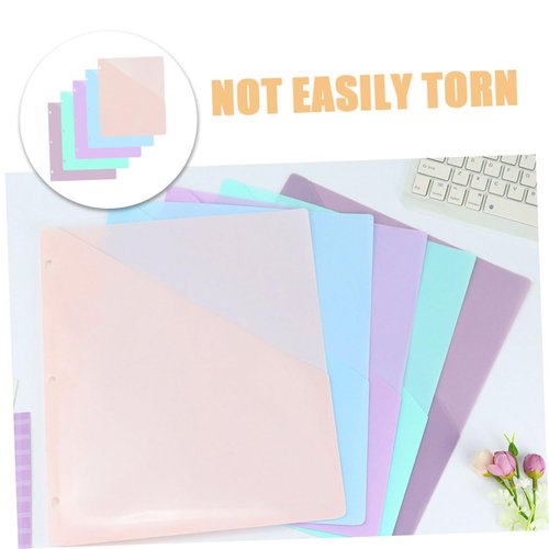 OSALADI 1set Document Bags Transparent Binder Pockets for Office Storage Lightweight Material File Folders for Organizing Items and Supplies 5sheets