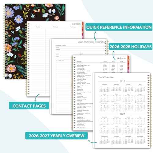 2026 Planner - Planner 2026 Weekly and Monthly, Jan.2026 - Dec.2026, 9" x 11", Weekly Monthly Planner 2026 with Colorful Tabs, Twin-wire Binding, Back Pocket - Black