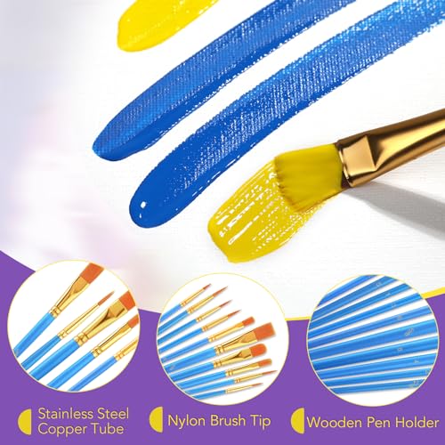 AROIC Acrylic Paint Brush Set, 36pack/360pcs Nylon Hair Paint Brushes, for Oil Painting Rock Body Painting, Artist Amateur Craft Paint Brushes Supplies, Children Adult Painting Small Paint Brush Set.