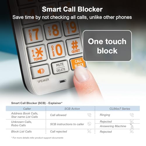 AT&T CL84307 Expandable Corded/Cordless Phone with 3 Handsets, Smart Call Blocker