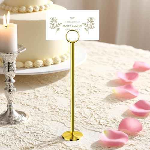Urban Deco 12PK Table Number Holders Place Card Holders 12 Inch Table Card Holders Steel Card Holders for Photos, Food Signs, Memo Notes, Weddings, Restaurants, Birthdays£¨Gold£©